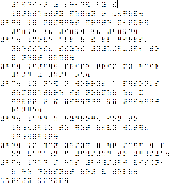 Screenshot of braille text arranged in lines of black dots on a white page.